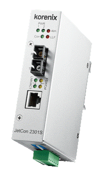 Запускается в производство новый промышленный преобразователь из Fast Ethernet в оптоволокно от Korenix - JetCon 2301S